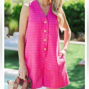 Fate Fuchsia Tweed Romper